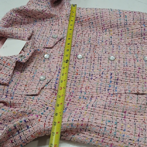 Belle by Kim Gravel Pink Tweed Blazer Sz Medium New With Tags - Picture 8 of 9